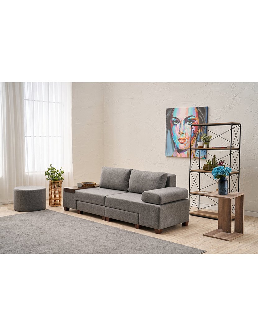 Sofá Cama 3L Perenna Linho Cinzento