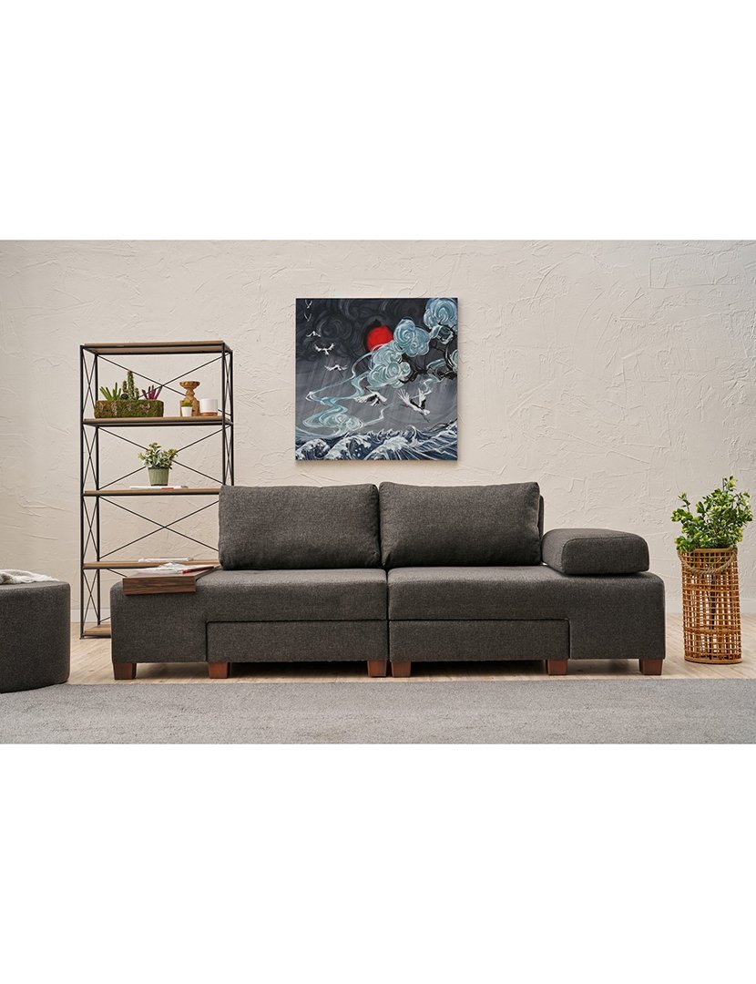 Sofá Cama 3L Perenna Linho Antracite