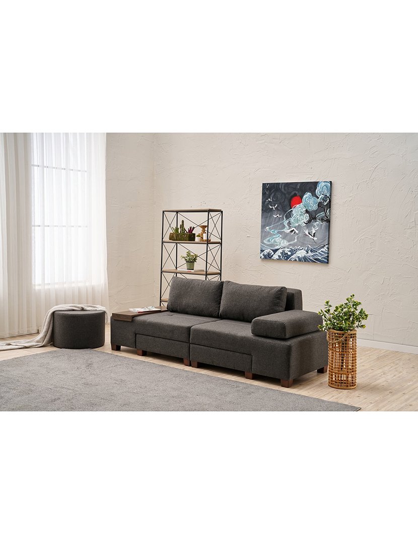 Sofá Cama 3L Perenna Linho Antracite