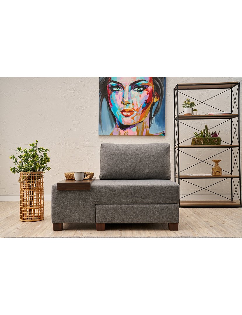 Poltrona Convertível Esquerdo Perenna Linho Cinzento