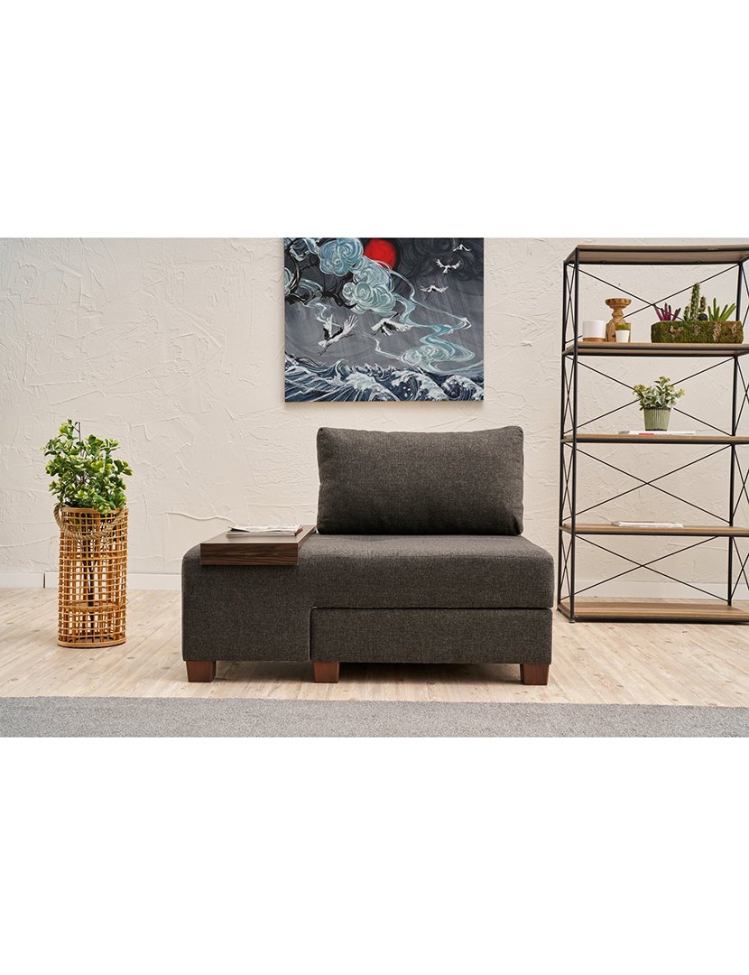 Poltrona Convertível Esquerdo Perenna Linho Antracite