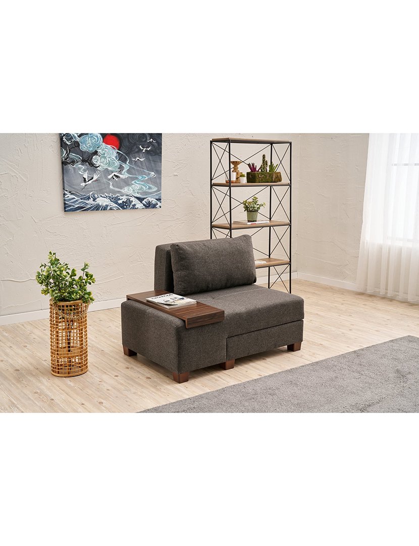 Poltrona Convertível Esquerdo Perenna Linho Antracite