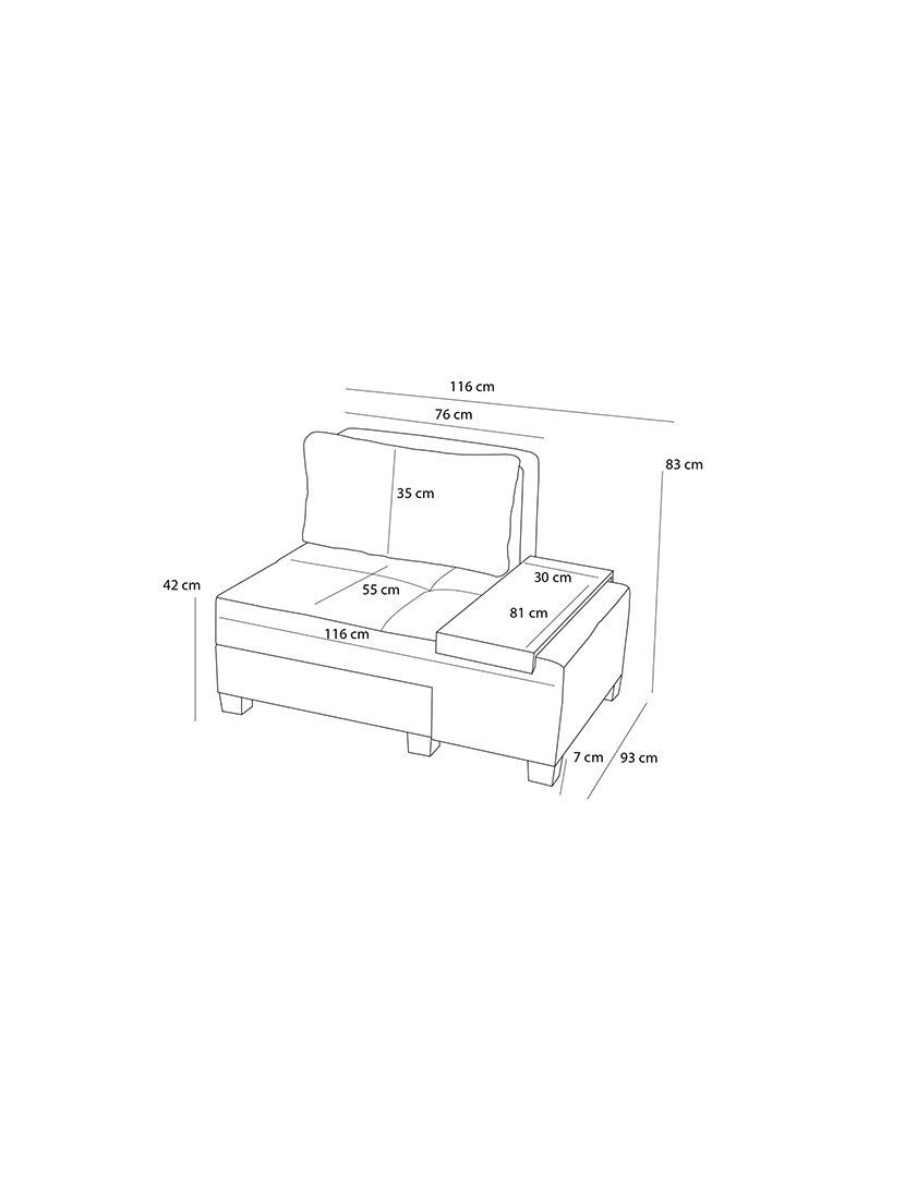 Poltrona Convertível Esquerdo Perenna Linho Creme