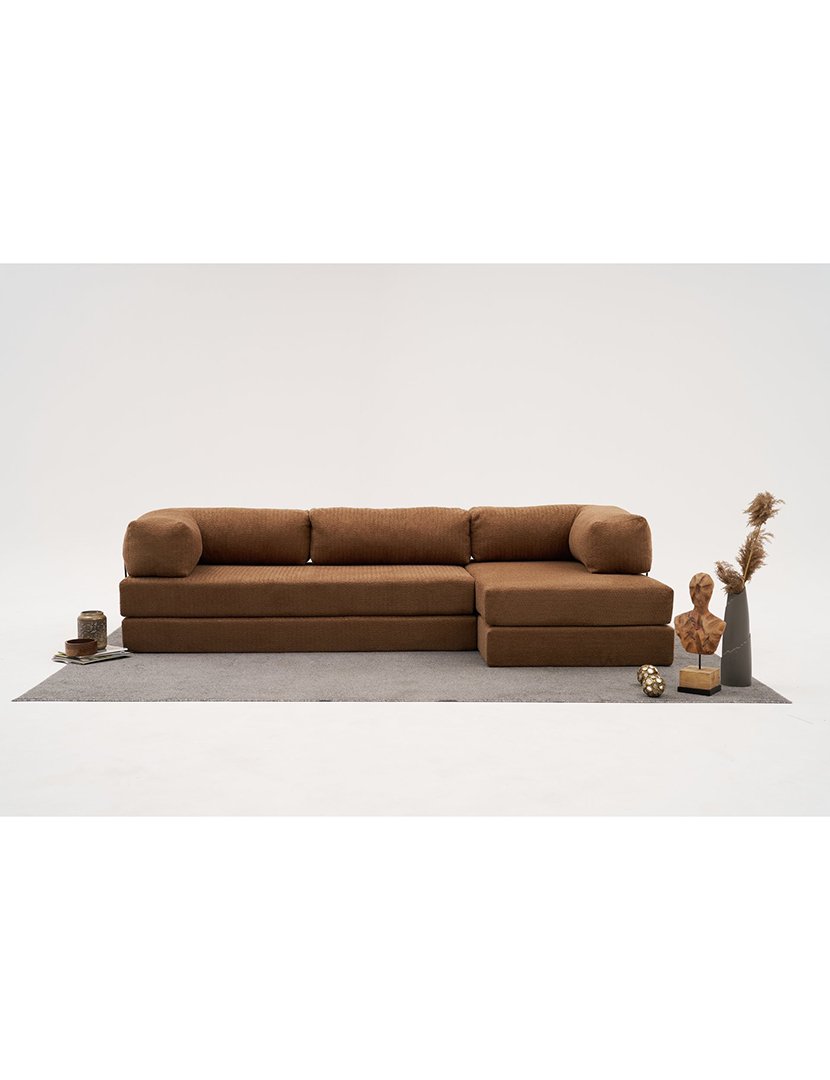 Sofá Cama Chaise Longue 3L Comfort Castanho