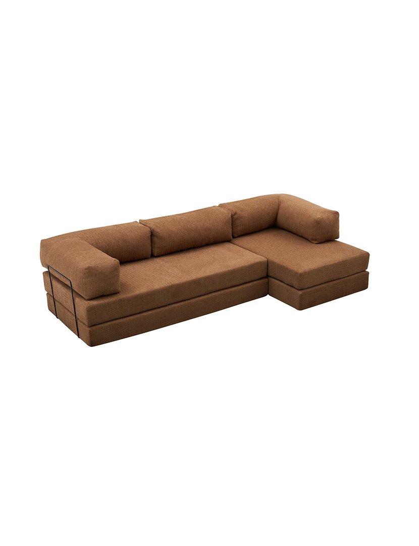 Sofá Cama Chaise Longue 3L Comfort Castanho