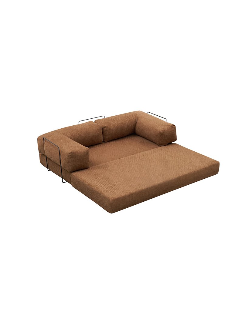 Sofá Cama Chaise Longue 3L Comfort Castanho
