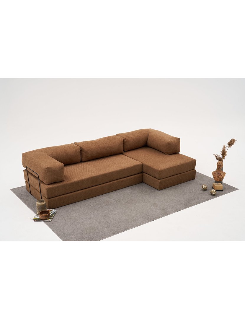 Sofá Cama Chaise Longue 3L Comfort Castanho