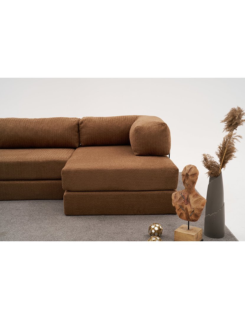 Sofá Cama Chaise Longue 3L Comfort Castanho