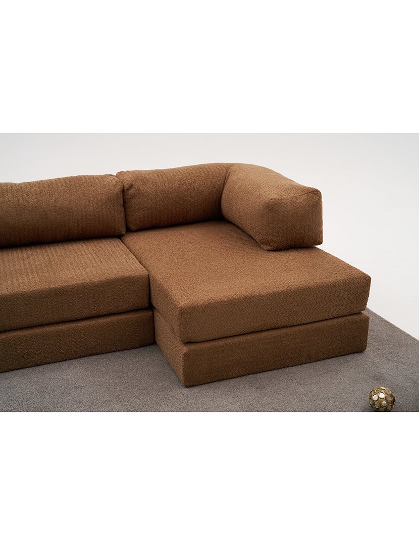 Sofá Cama Chaise Longue 3L Comfort Castanho