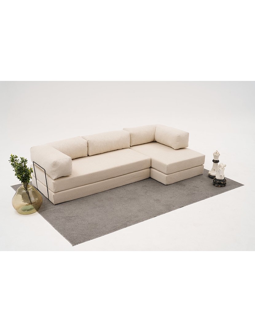 Sofá Cama Chaise Longue 3L Comfort Creme
