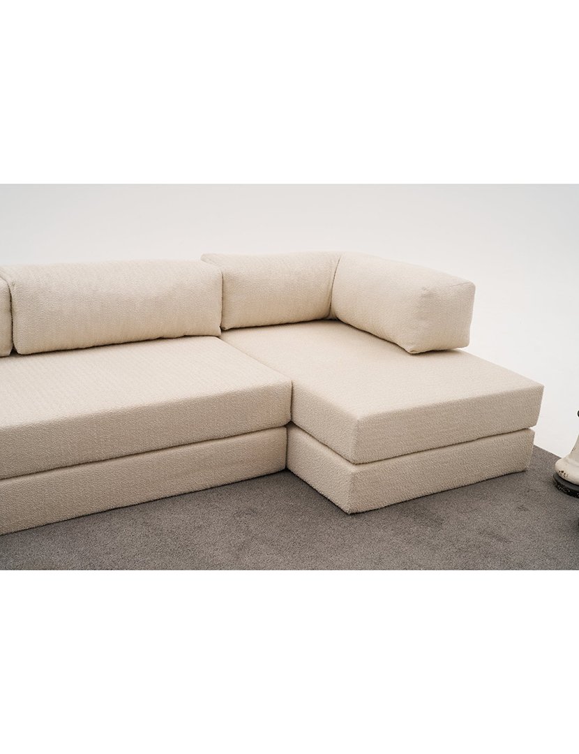 Sofá Cama Chaise Longue 3L Comfort Creme