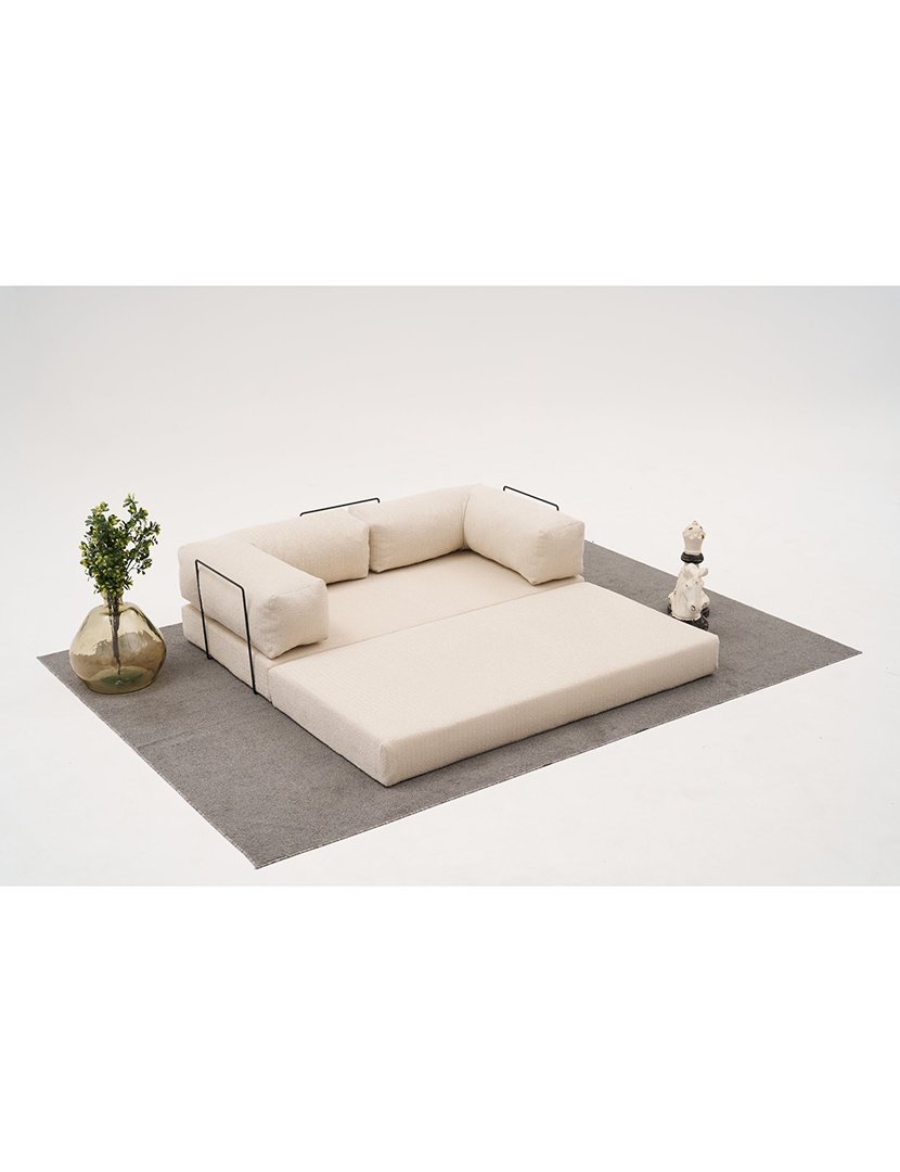 Sofá Cama Chaise Longue 3L Comfort Creme