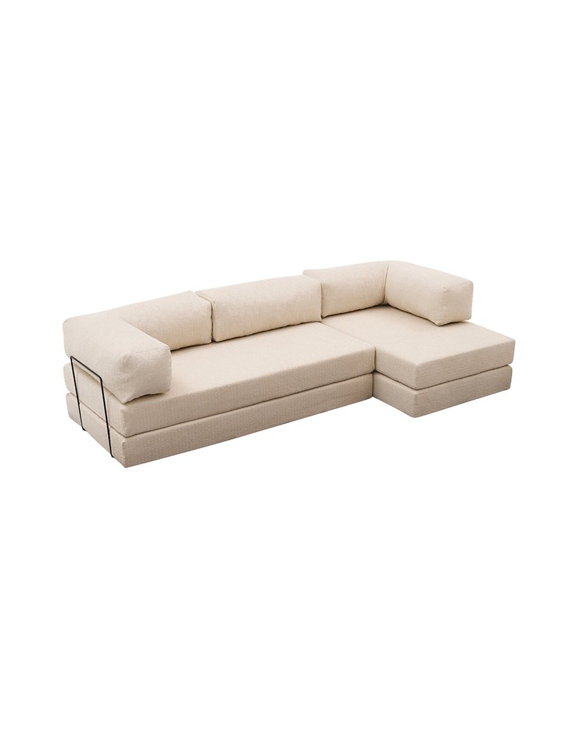 Sofá Cama Chaise Longue 3L Comfort Creme