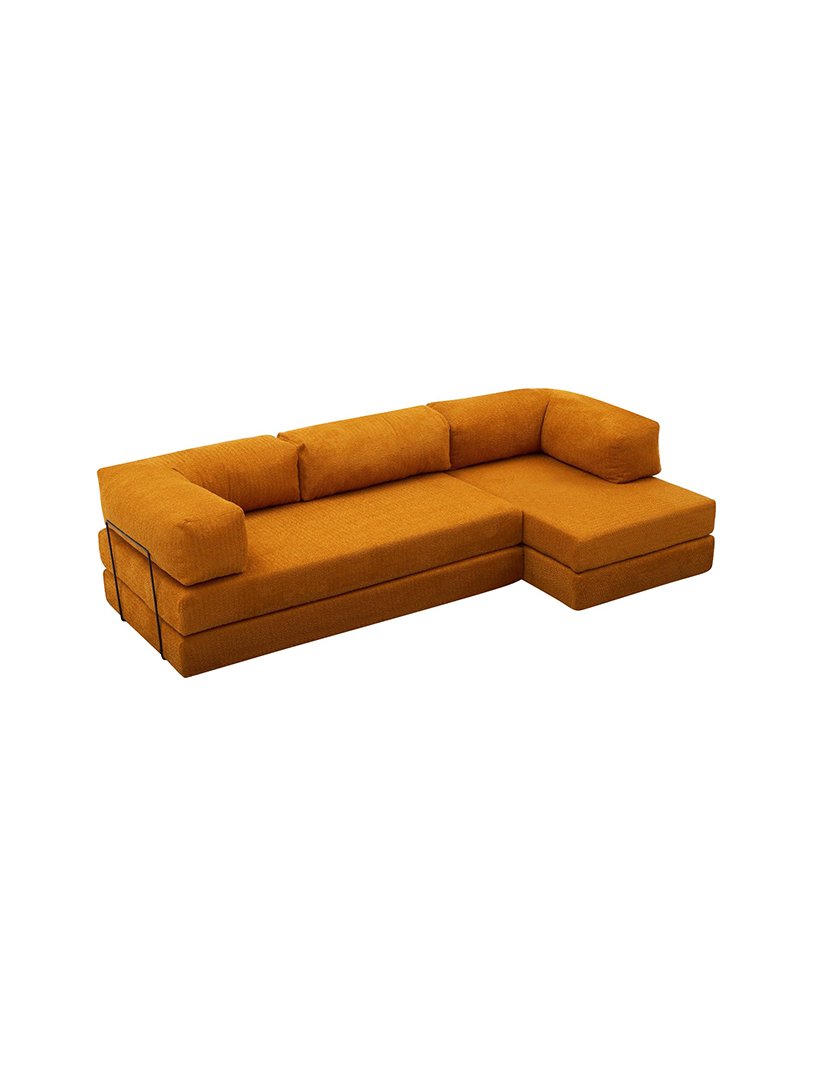 Sofá Cama Chaise Longue 3L Comfort Laranja