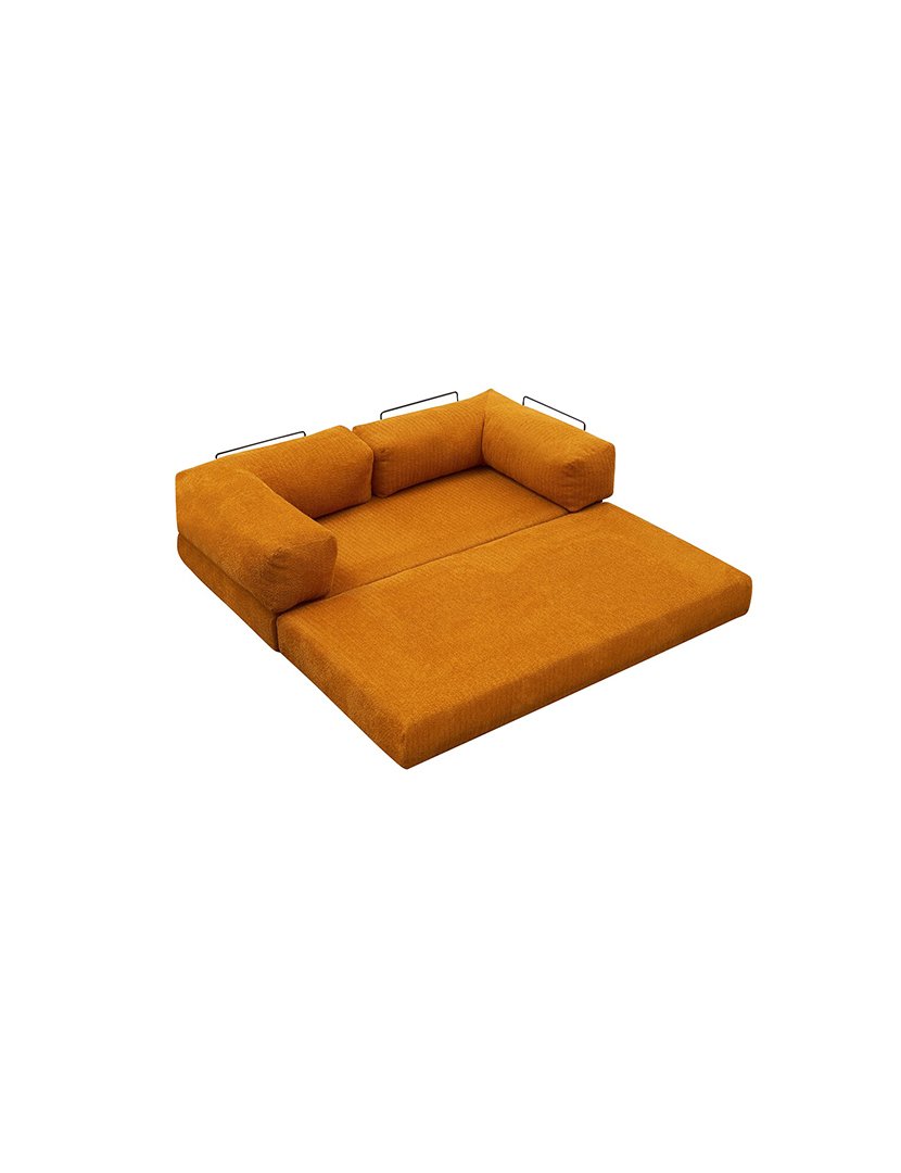 Sofá Cama Chaise Longue 3L Comfort Laranja
