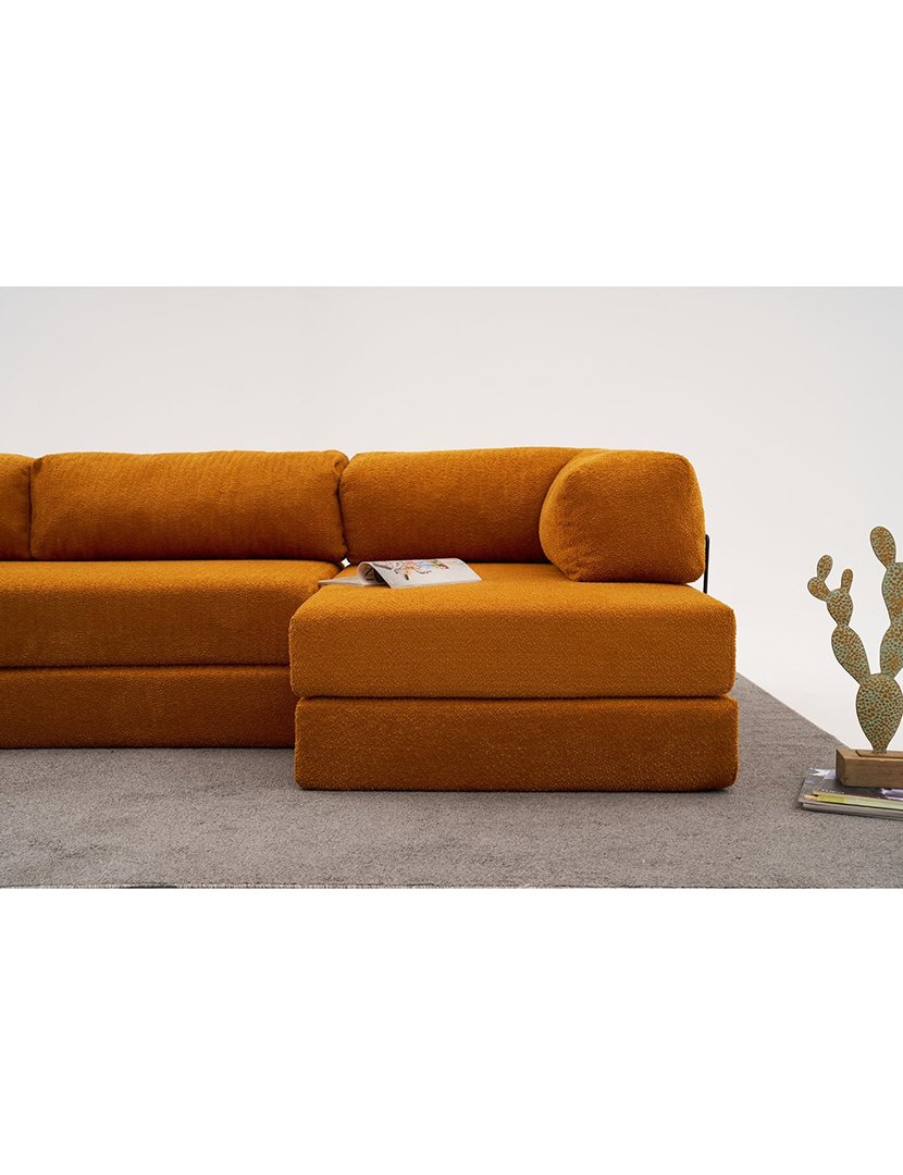Sofá Cama Chaise Longue 3L Comfort Laranja