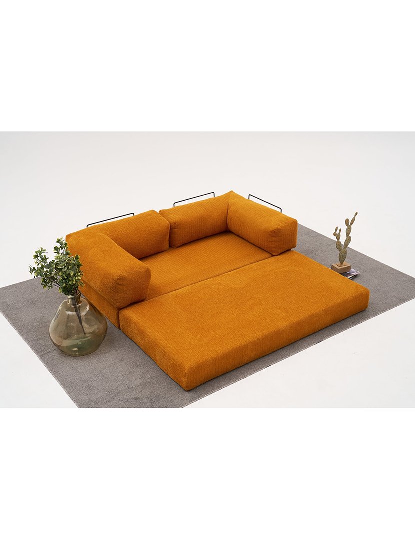 Sofá Cama Chaise Longue 3L Comfort Laranja
