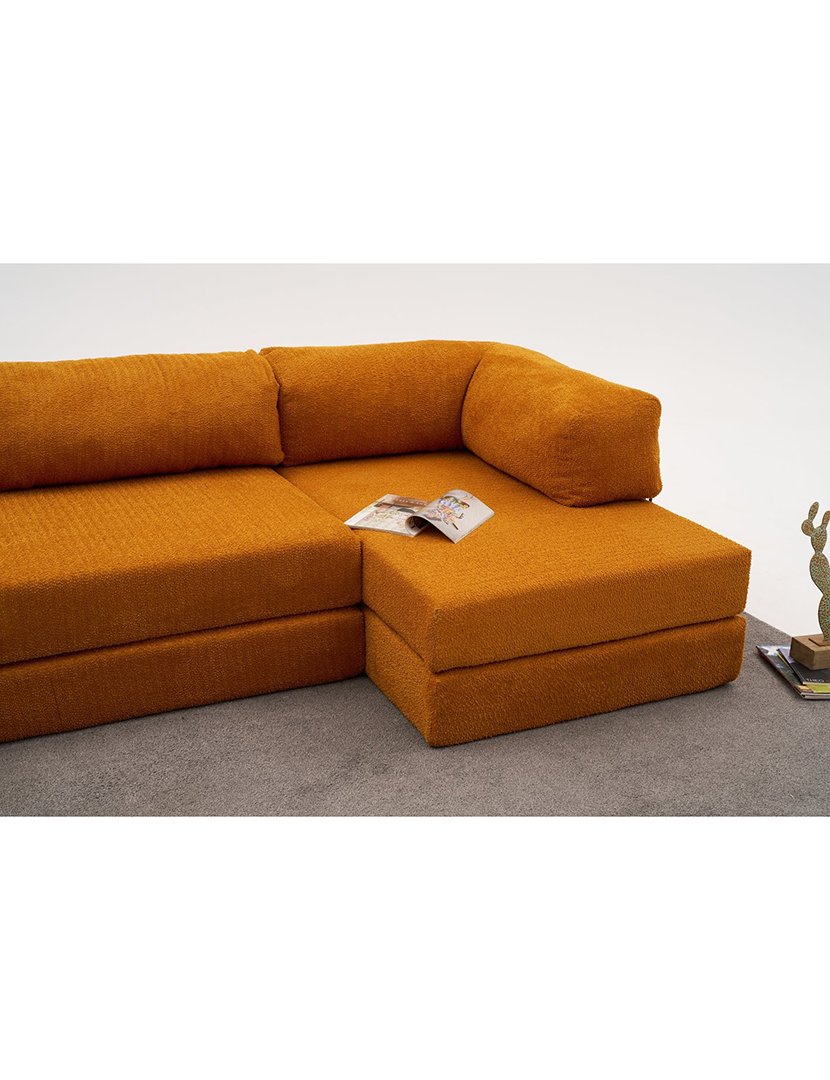 Sofá Cama Chaise Longue 3L Comfort Laranja