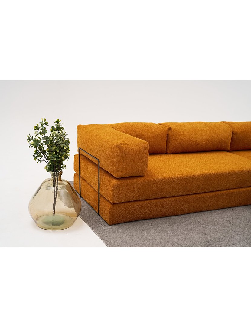 Sofá Cama Chaise Longue 3L Comfort Laranja