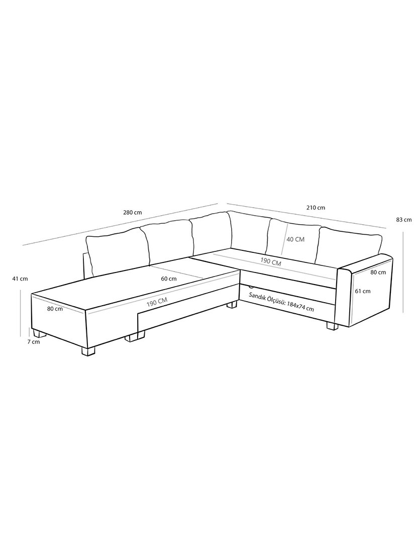 Sofá Cama Canto Ali Left Cinzento