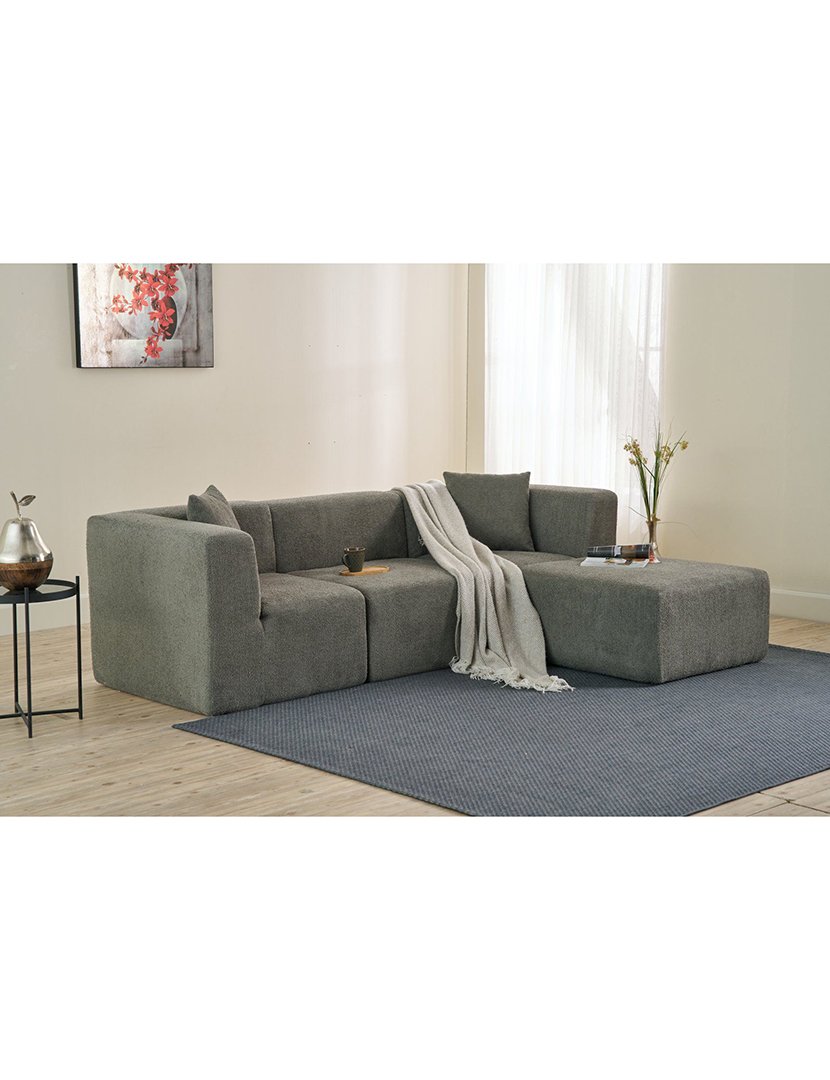 Sofá Modular Chaise Longue Raks Cinzento