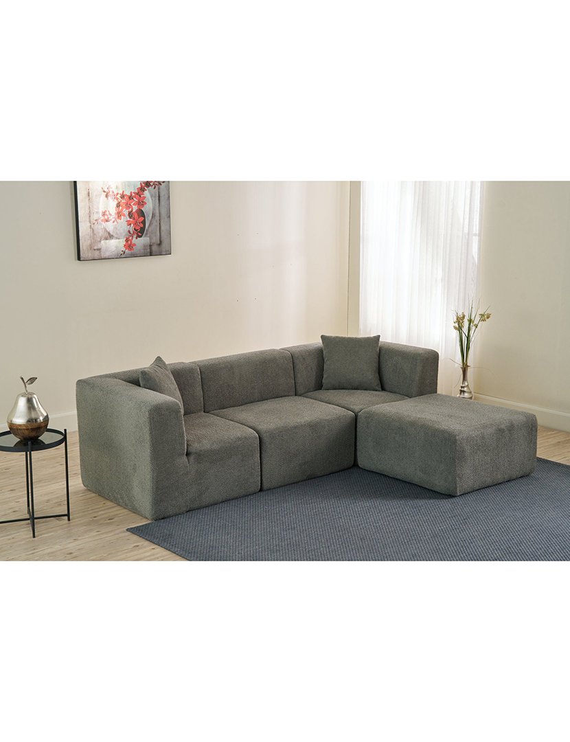 Sofá Modular Chaise Longue Raks Cinzento