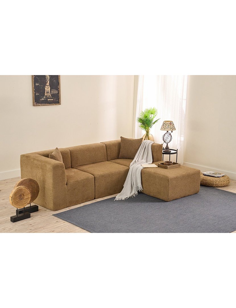 Sofá Modular Chaise Longue Raks Castanho