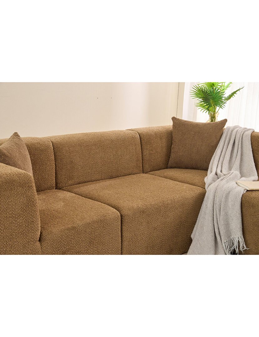 Sofá Modular Chaise Longue Raks Castanho