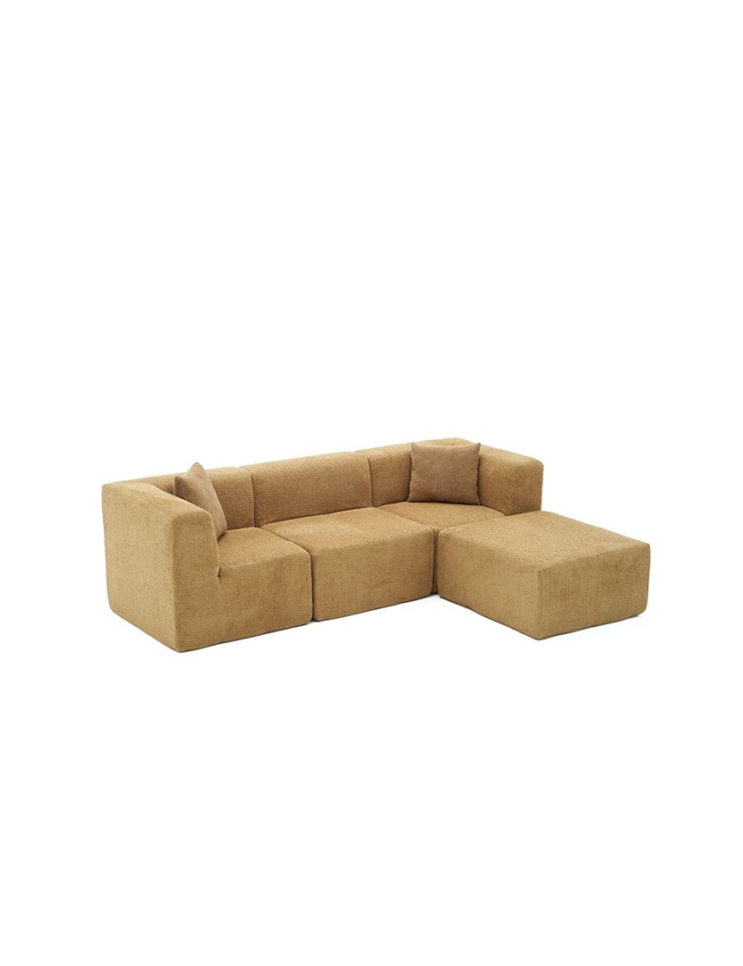 Sofá Modular Chaise Longue Raks Castanho