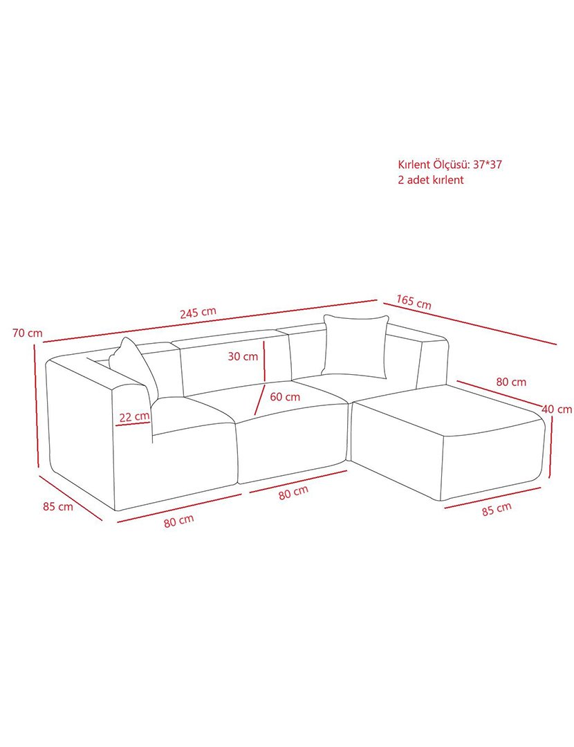 Sofá Modular Chaise Longue Raks Creme