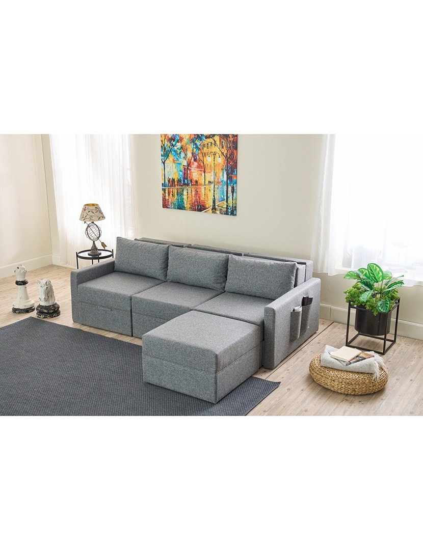 Sofá Cama Chaise Longue Saros Cinzento