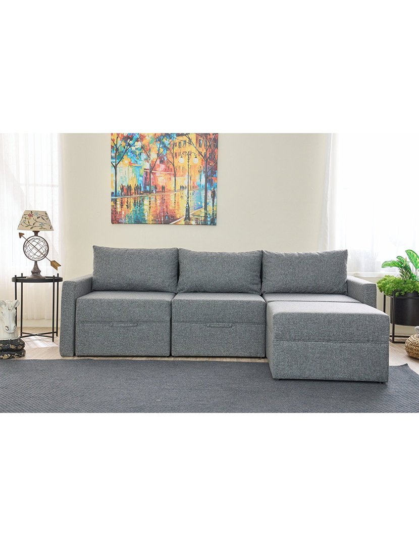 Sofá Cama Chaise Longue Saros Cinzento
