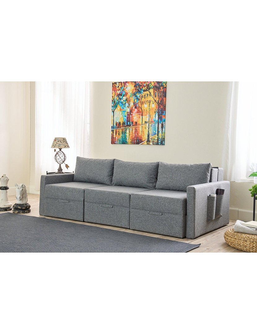 Sofá Cama Chaise Longue Saros Cinzento
