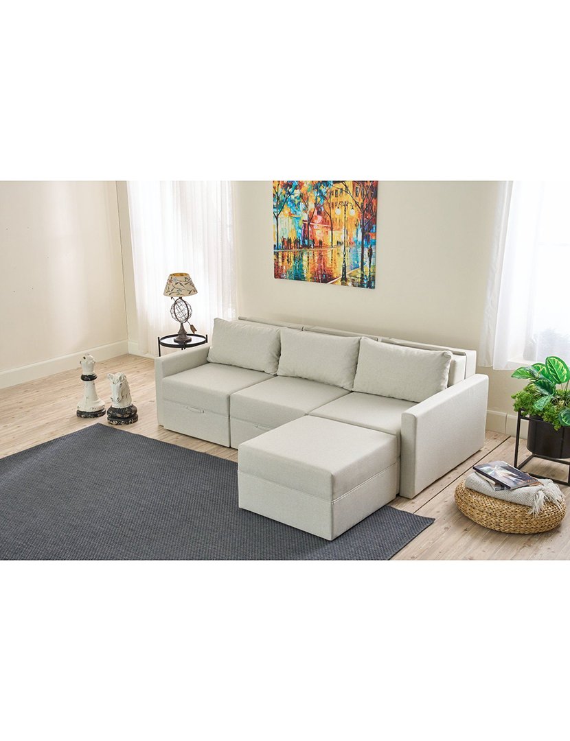Sofá Cama Chaise Longue Saros Creme