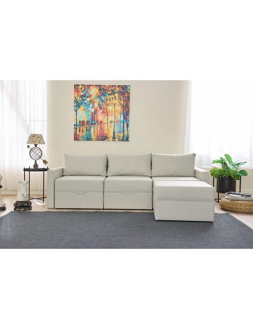 Sofá Cama Chaise Longue Saros Creme