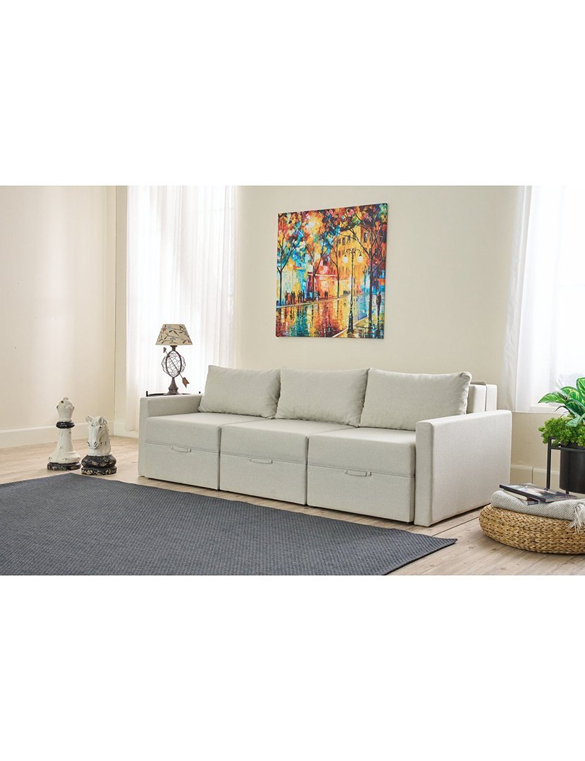 Sofá Cama Chaise Longue Saros Creme