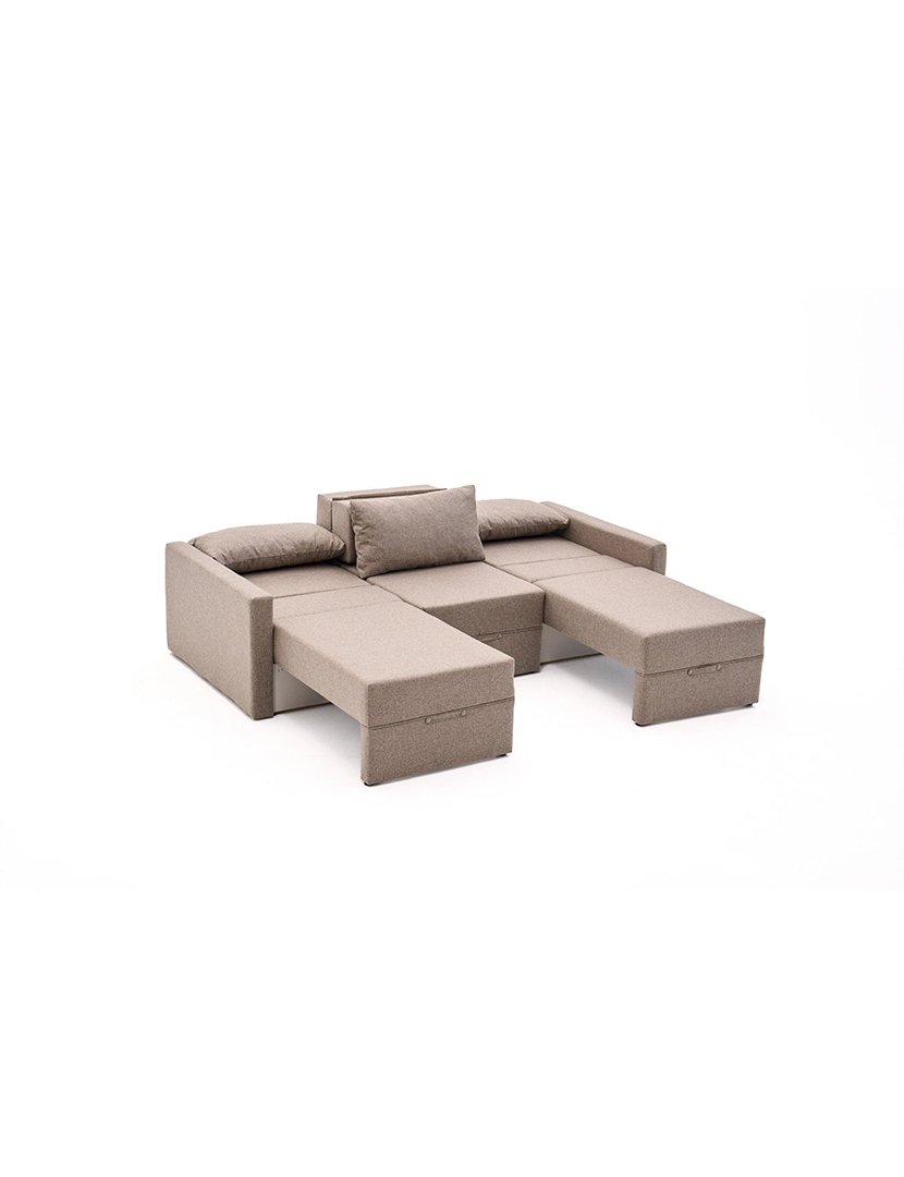 Sofá Cama Chaise Longue Direito Saros Castanho