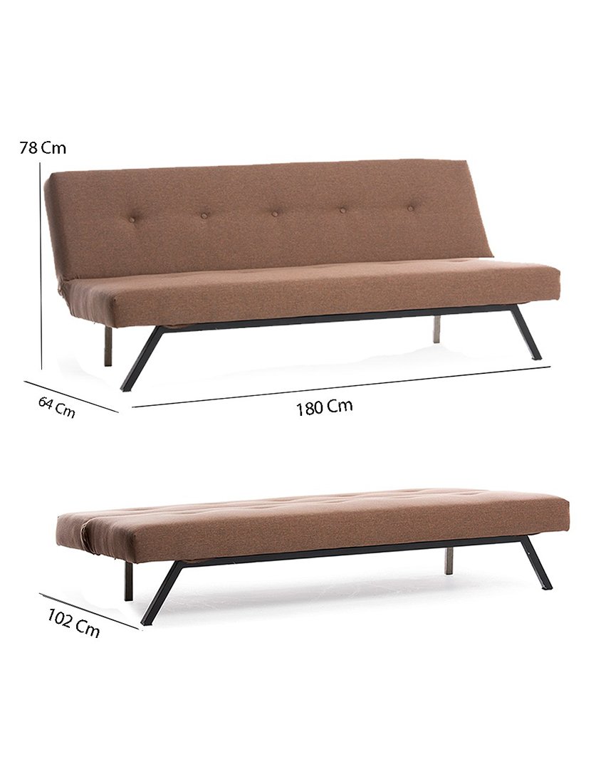 Sofá Cama 3L Zola Castanho