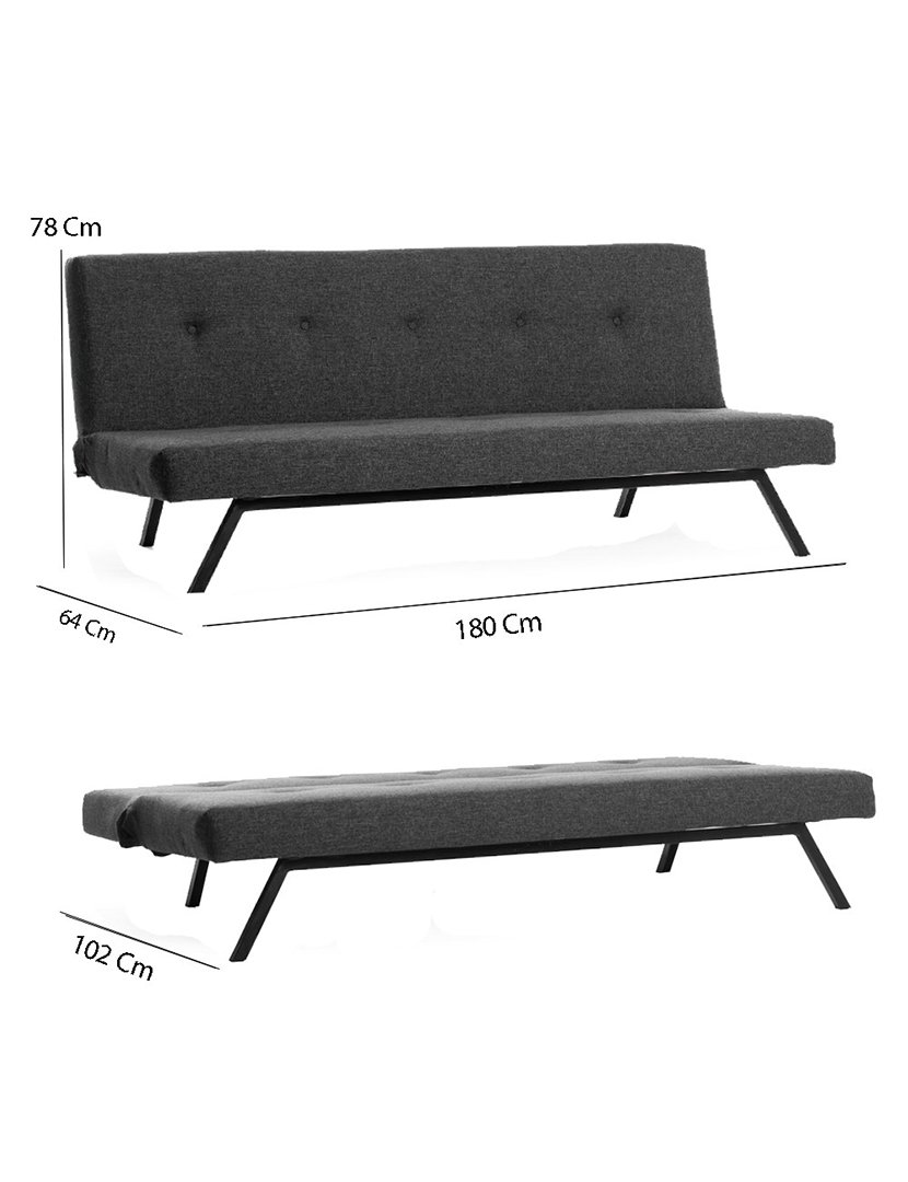 Sofá Cama 3L Zola Cinzento Escuro