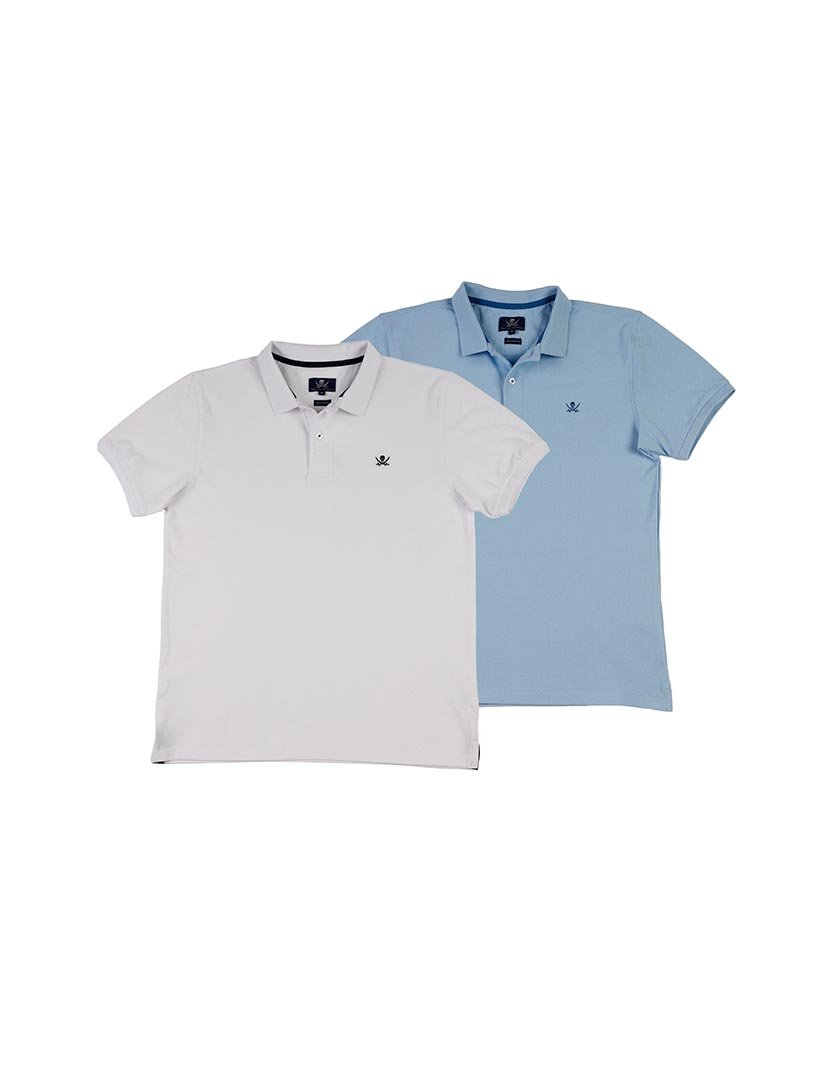 Pack 2 Pólos Básicos Homem Branco e Azul Claro