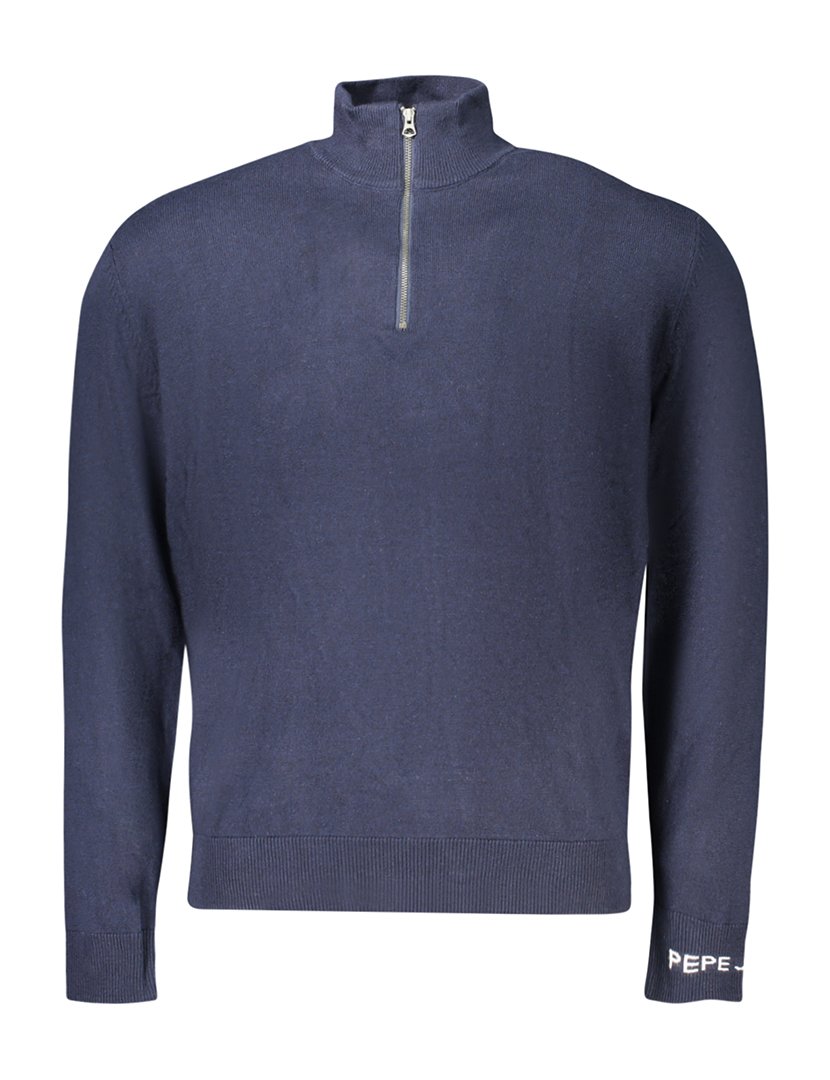 Camisola de Malha Homem com Gola Meio Fecho Azul