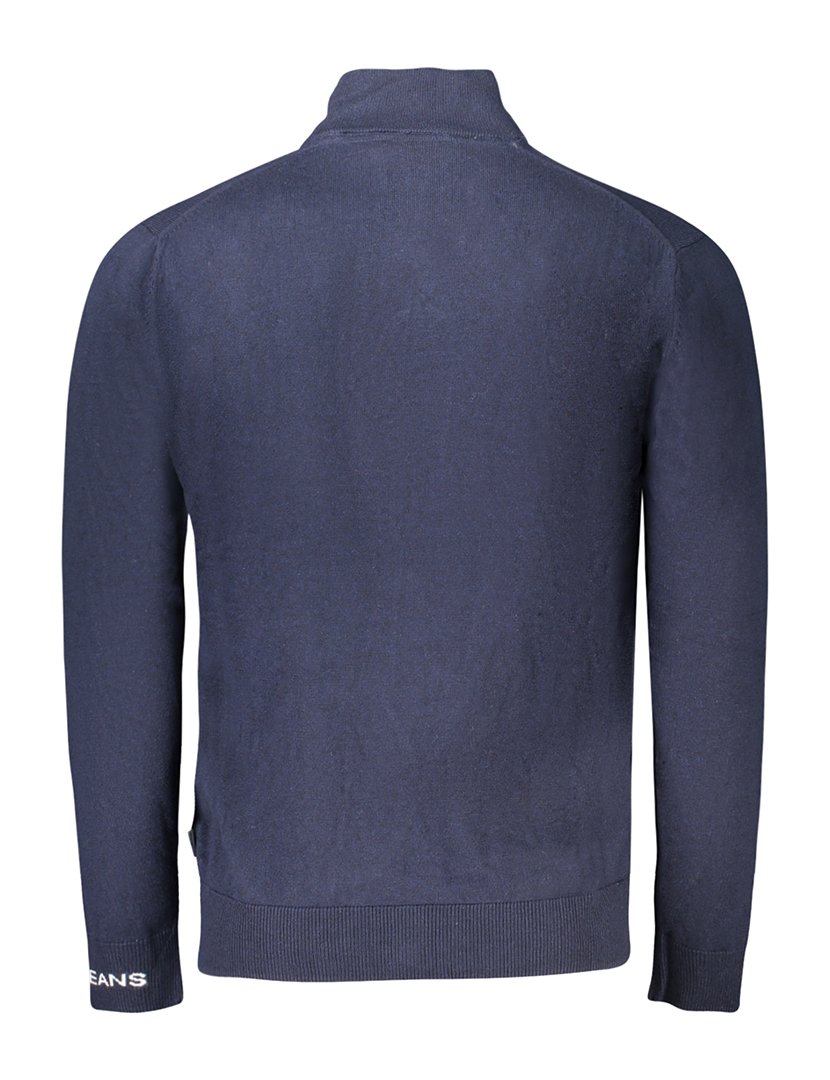 Camisola de Malha Homem com Gola Meio Fecho Azul