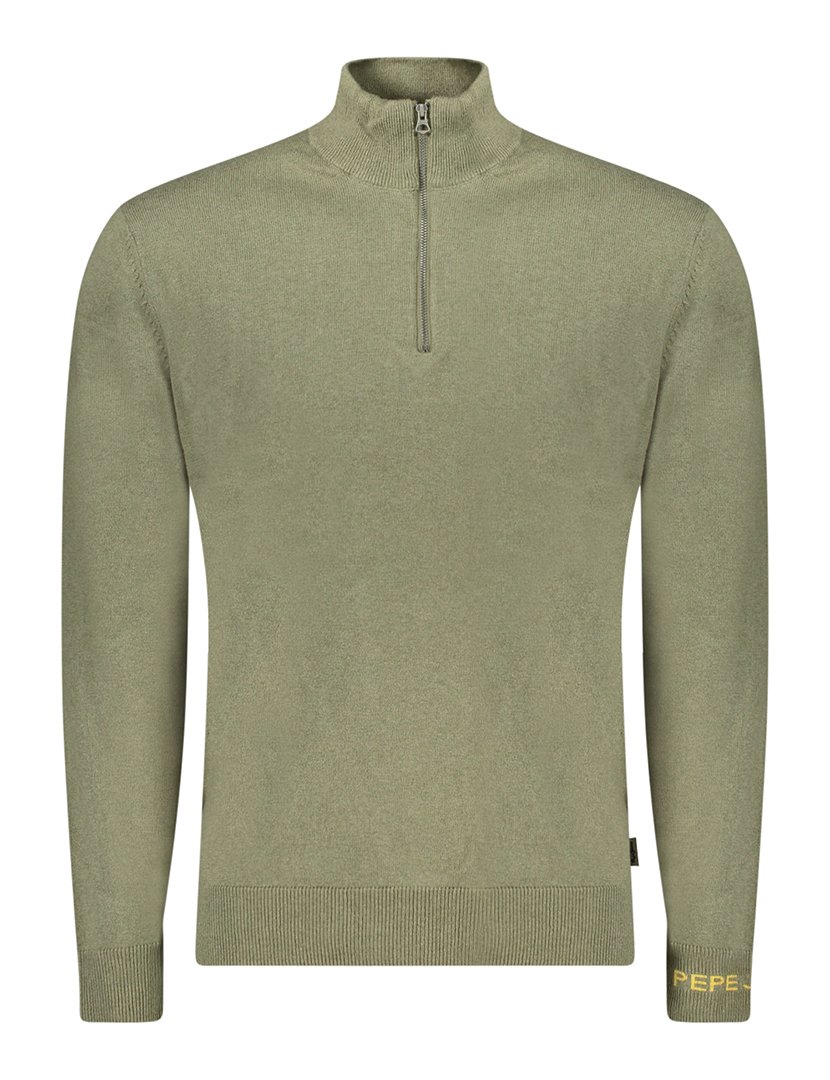 Camisola de Malha Homem com Gola Meio Fecho Verde