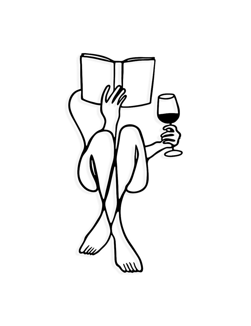 Decoração Parede Metal Woman Wine Book