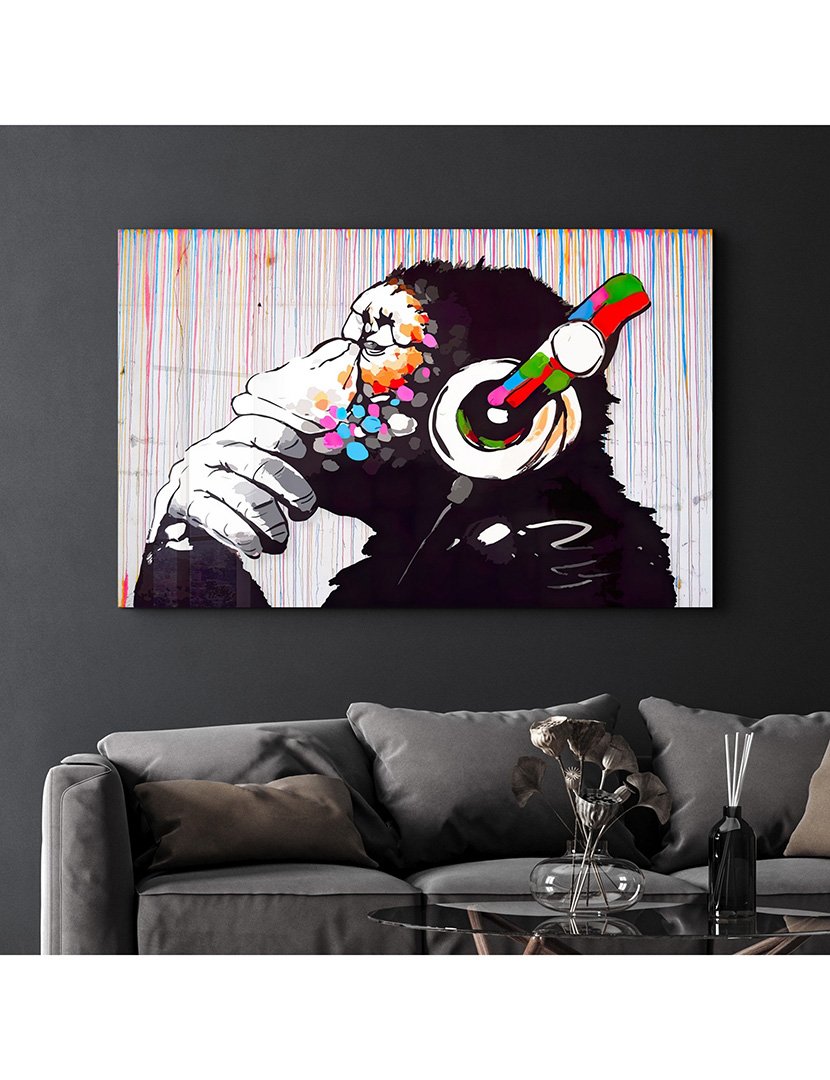 Pintura Vidro Temperado Monkey Music