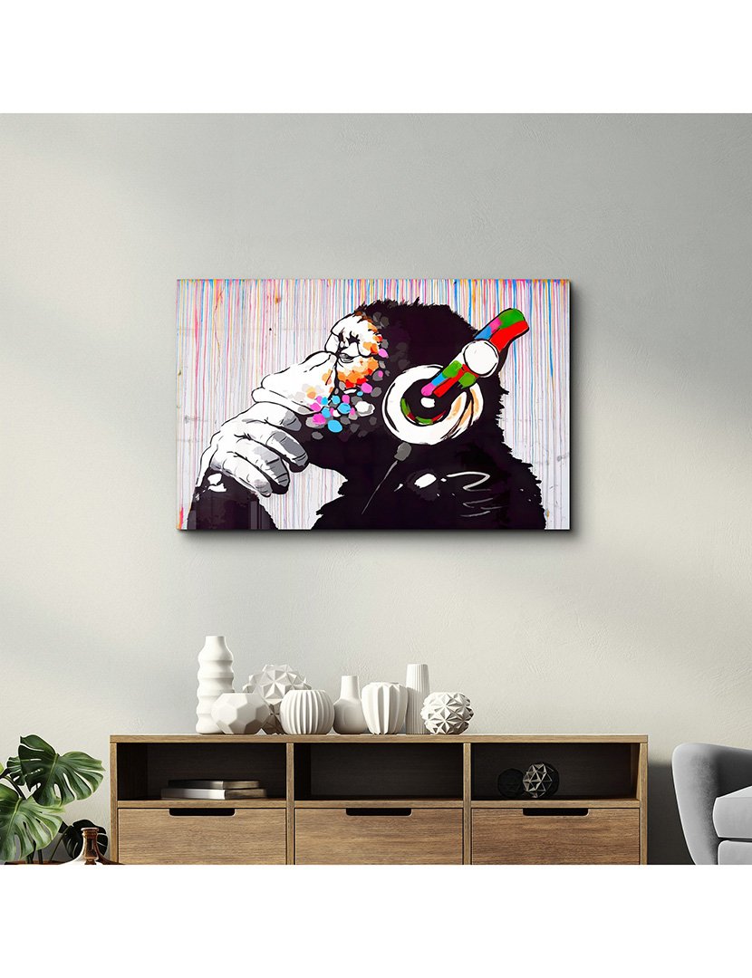 Pintura Vidro Temperado Monkey Music