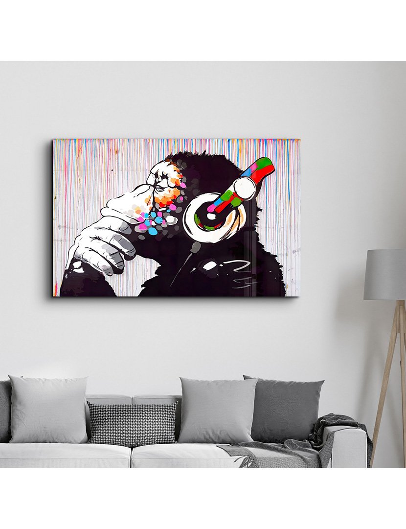 Pintura Vidro Temperado Monkey Music