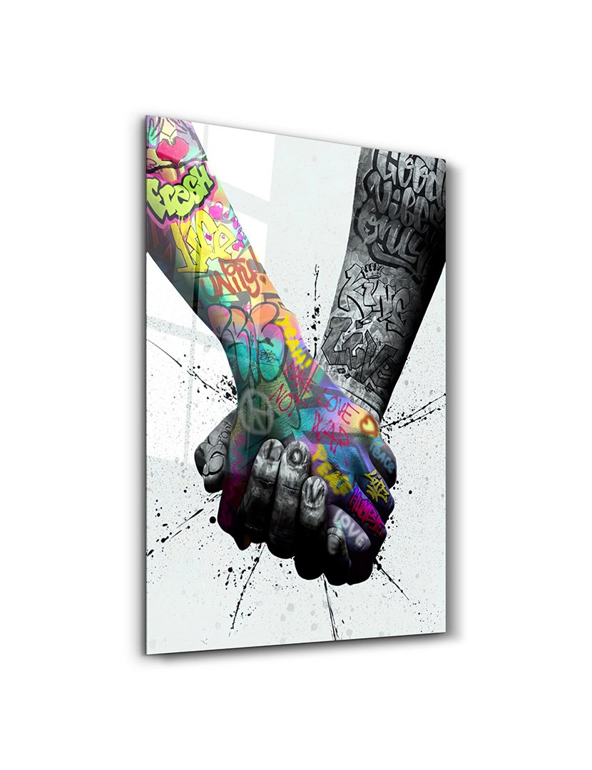 Pintura Vidro Temperado Shake Hands Graphite