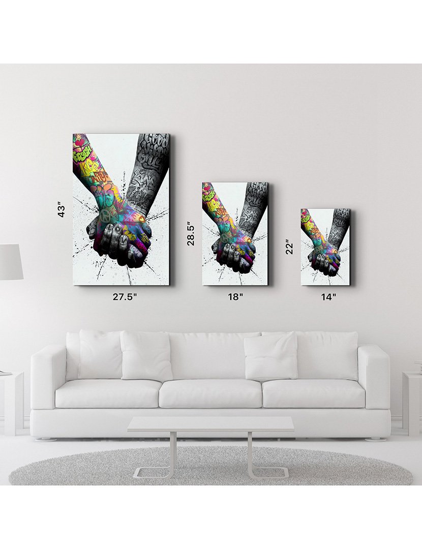 Pintura Vidro Temperado Shake Hands Graphite