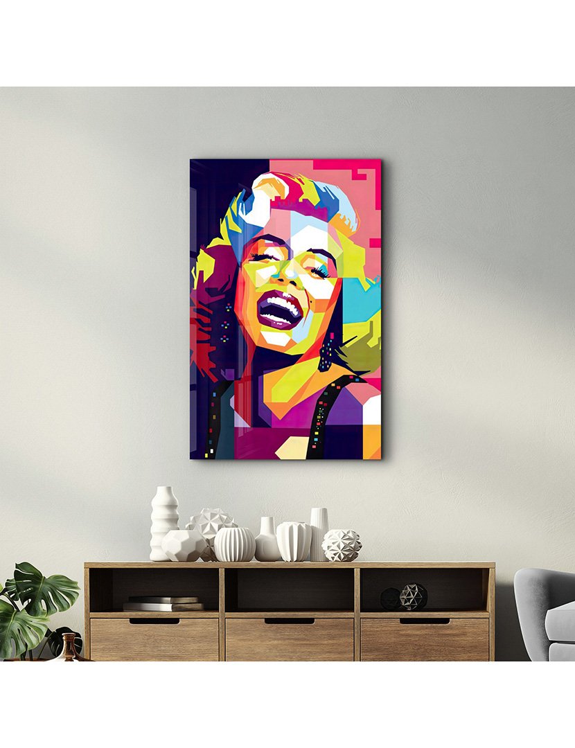 Pintura Vidro Temperado Color Marilyn Monroe